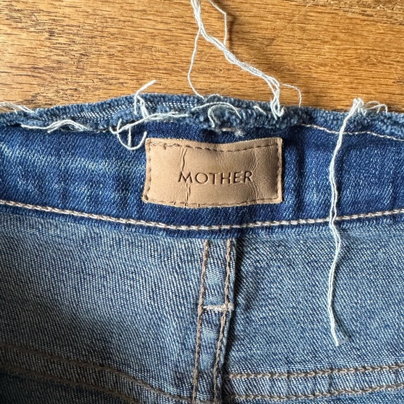 MOTHER Denim Double Fray Circle Midi Skirt Frayed Hem - Picture 2 of 5